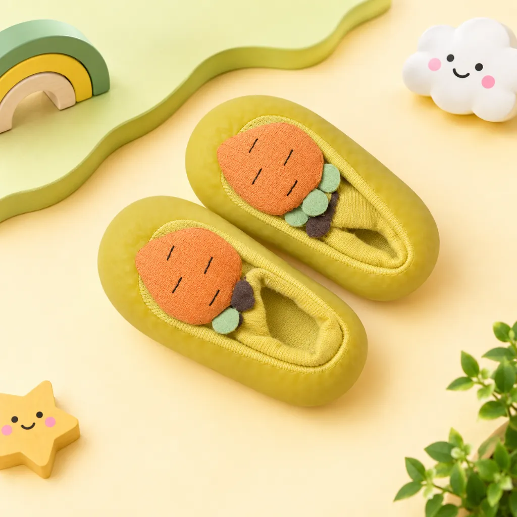 Whimsical Carrot Slippers Still Life.webp