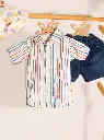 Boys Pastel Stripes Shirt With Blue Denim Shorts