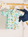 Boys Jungle Safari Print Shirt With Blue Denim Shorts