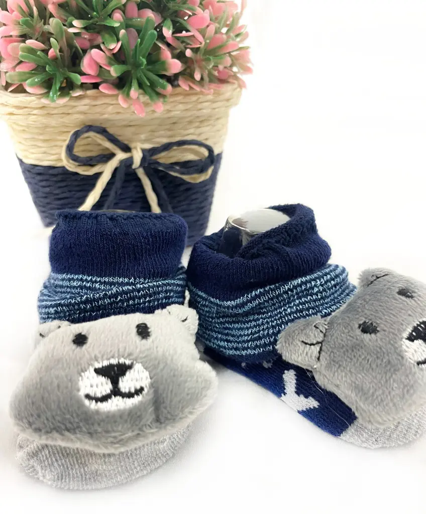Baby Boys and Girls Teddy Socks (Gray)
