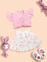 Baby Girls Cotton Crop top and Skirt Pink