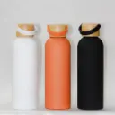 Stylish Wooden-Top Matt Finish Stainless Bottle