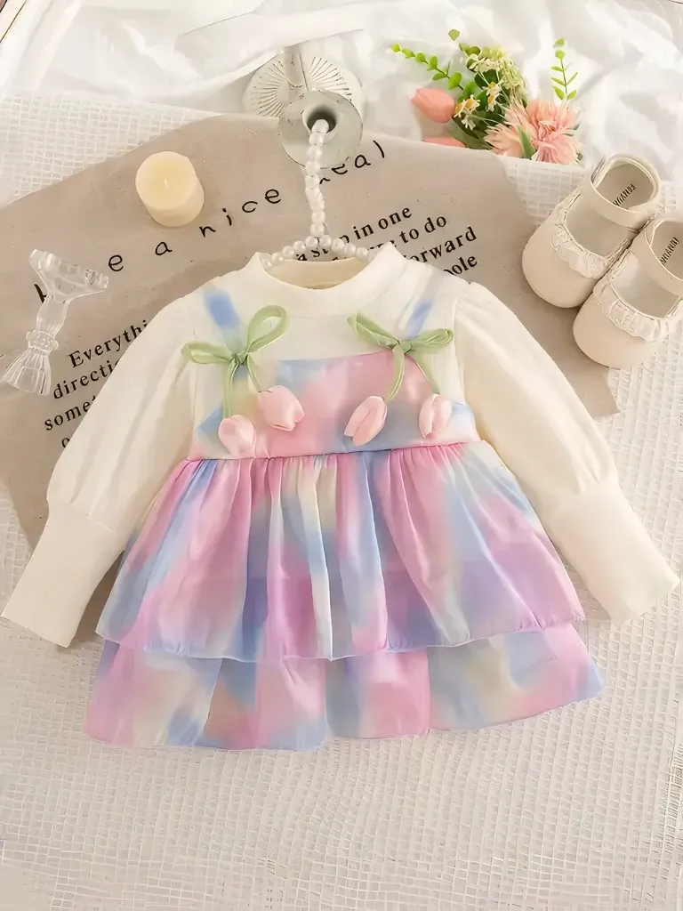 Pastel Tie-Dye Layered Frock