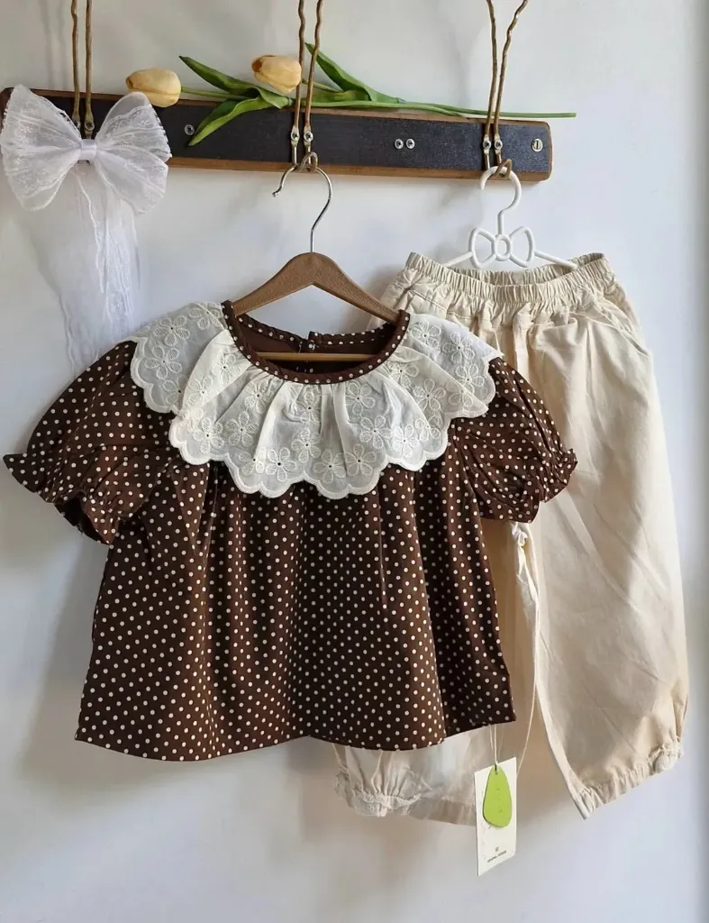 Retro Ruffle Co‑ord (Brown)