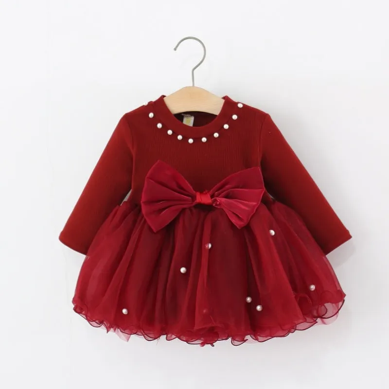 Red Bow Pearl Party Frock