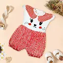 Girls Romper Short Sleeve Red