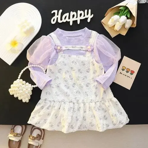 Girls Purple Casual Wear Frock (2Y-3Y)