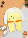 Peach Animal Print Full-Sleeve Romper Yellow