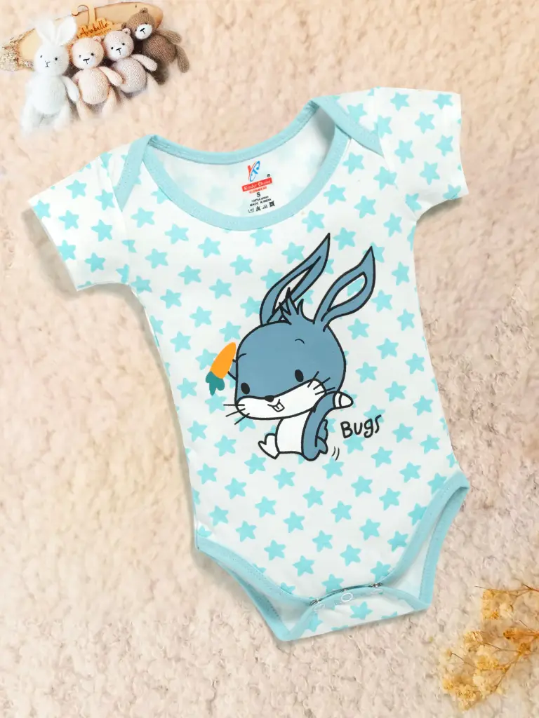 Soft Cotton New Born/Baby Romper Blue (0M-6M)