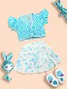 Baby Girls Cotton Crop top and Skirt Blue