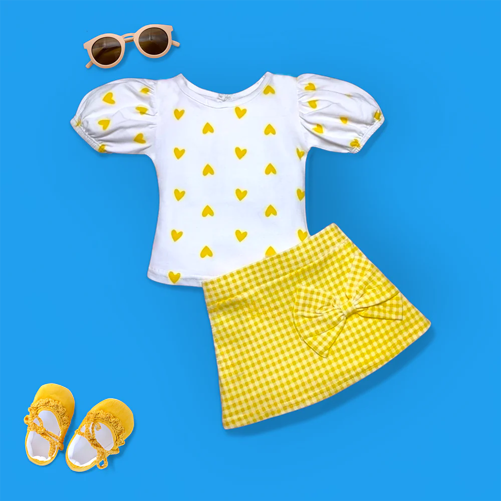 Baby Girls Top & Skirt Set Yellow (1Y-2Y)
