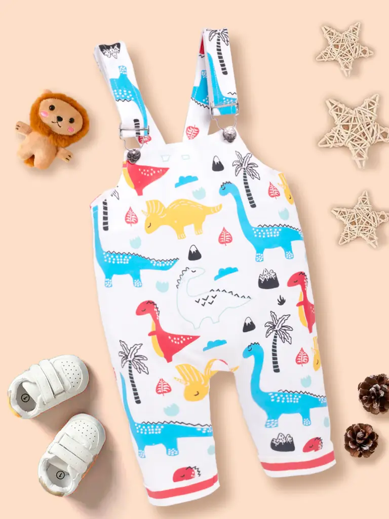 Baby Cotton sleeveless Animal Printed Dungaree (6M-12M)