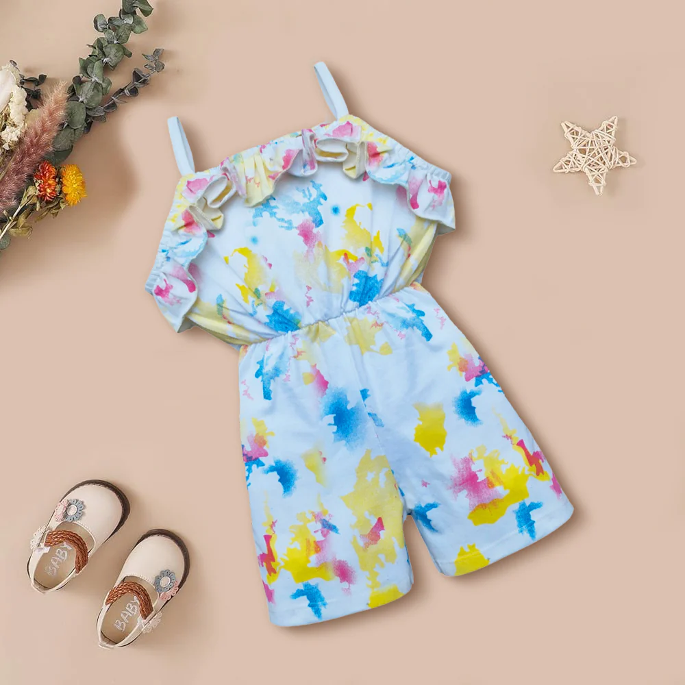 Printed Baby Girls Jumpsuit Yellow