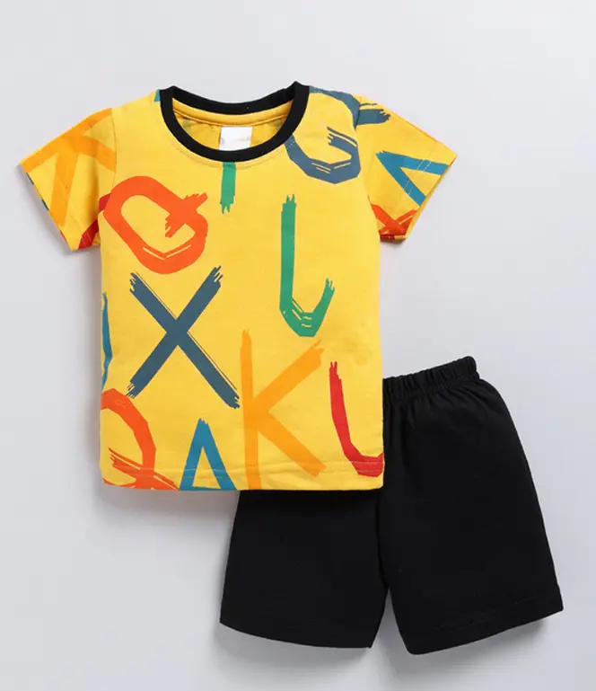Causal Graphic Design Half Sleeves Set (6M-12M)