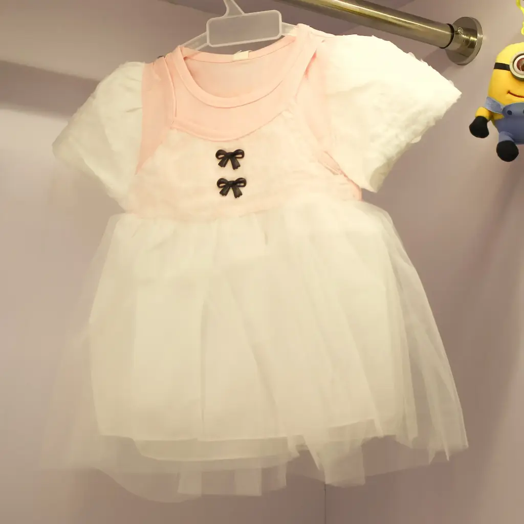 Girls Pink Short Sleeves Fit & Flare Dress