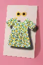 White Floral Frock with Yellow Flowers & Green Petals