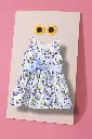 Elegant White Floral Frock – Ribbon Belt & Soft Color Flowers