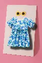 Chic White Frock – Blue Flowers & Cute Cap Sleeves