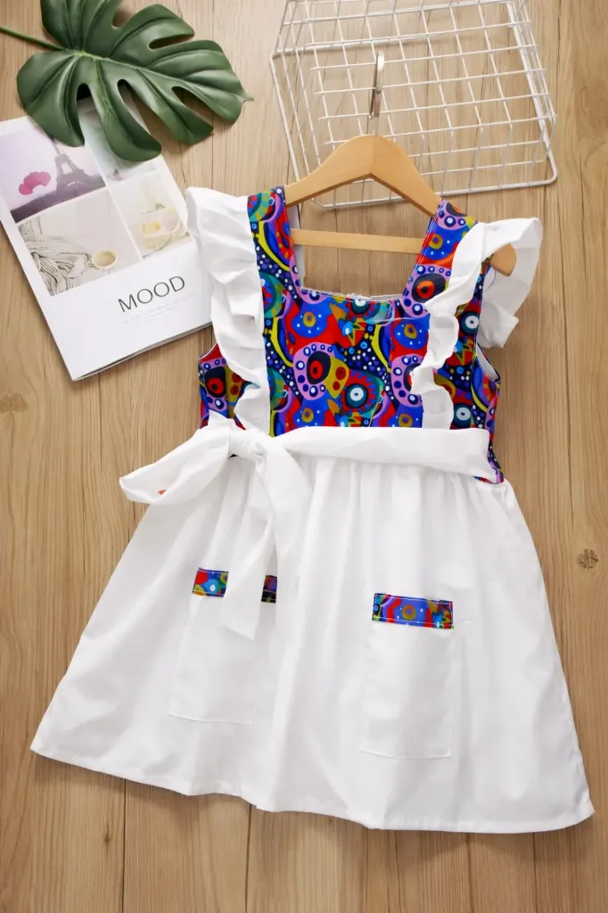 White Printed Dress – Fancy Sleeves & Dual Pocket Style