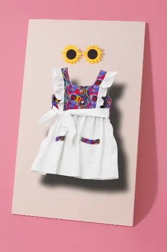 White Printed Dress – Fancy Sleeves & Dual Pocket Style