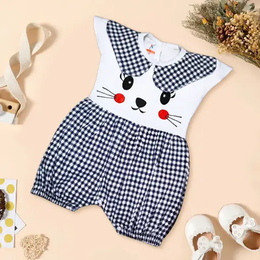 Girls Romper Short Sleeve Black