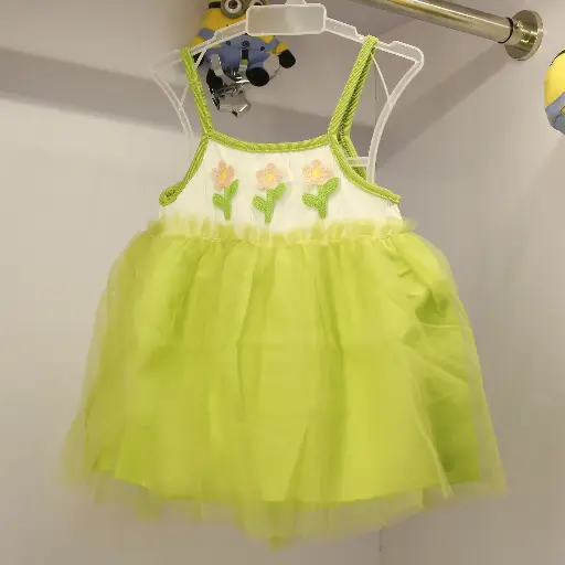 Girls Green Sleeveless Summer Dress