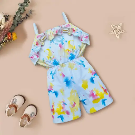 Printed Baby Girls Jumpsuit Yellow