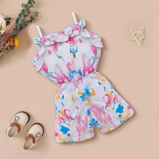 Printed Baby Girls Jumpsuit Red
