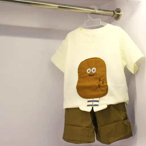 Boy's Off White Potato Graphic T-shirt With Shorts Set