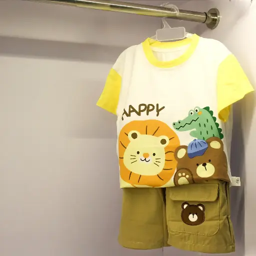 Boy's White Graphic T-shirt With Shorts Set