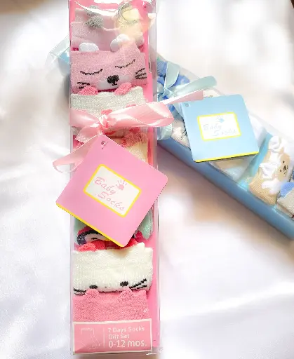 Baby Socks Organic Cotton Set of 7 (Pink)